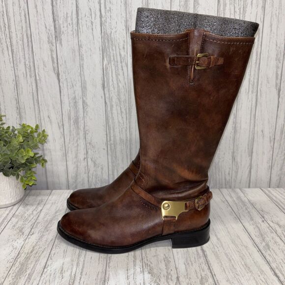 Womens Size 39 US 8/8.5 Ecco Brown Leather Riding Boots - Picture 3 of 9